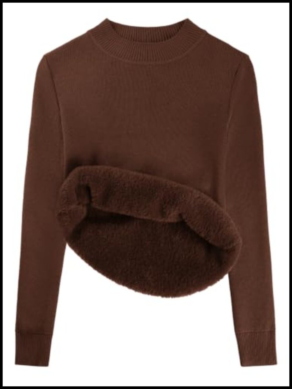 Fleece Sherpa Lined Mock Neck Long Sleeve Sweater Pullover